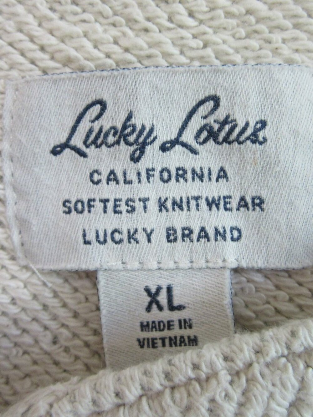 Lucky Lotus Lucky Brand Gray Knit XL Raw Edges Long Sleeve Zip Sweater Jacket - Picture 2 of 4